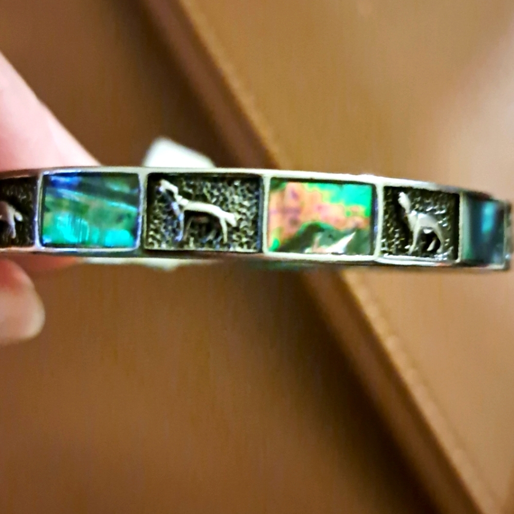 Silver Animal Bracelet with Iridescent Accents